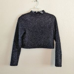 Shiny Black Crop Top